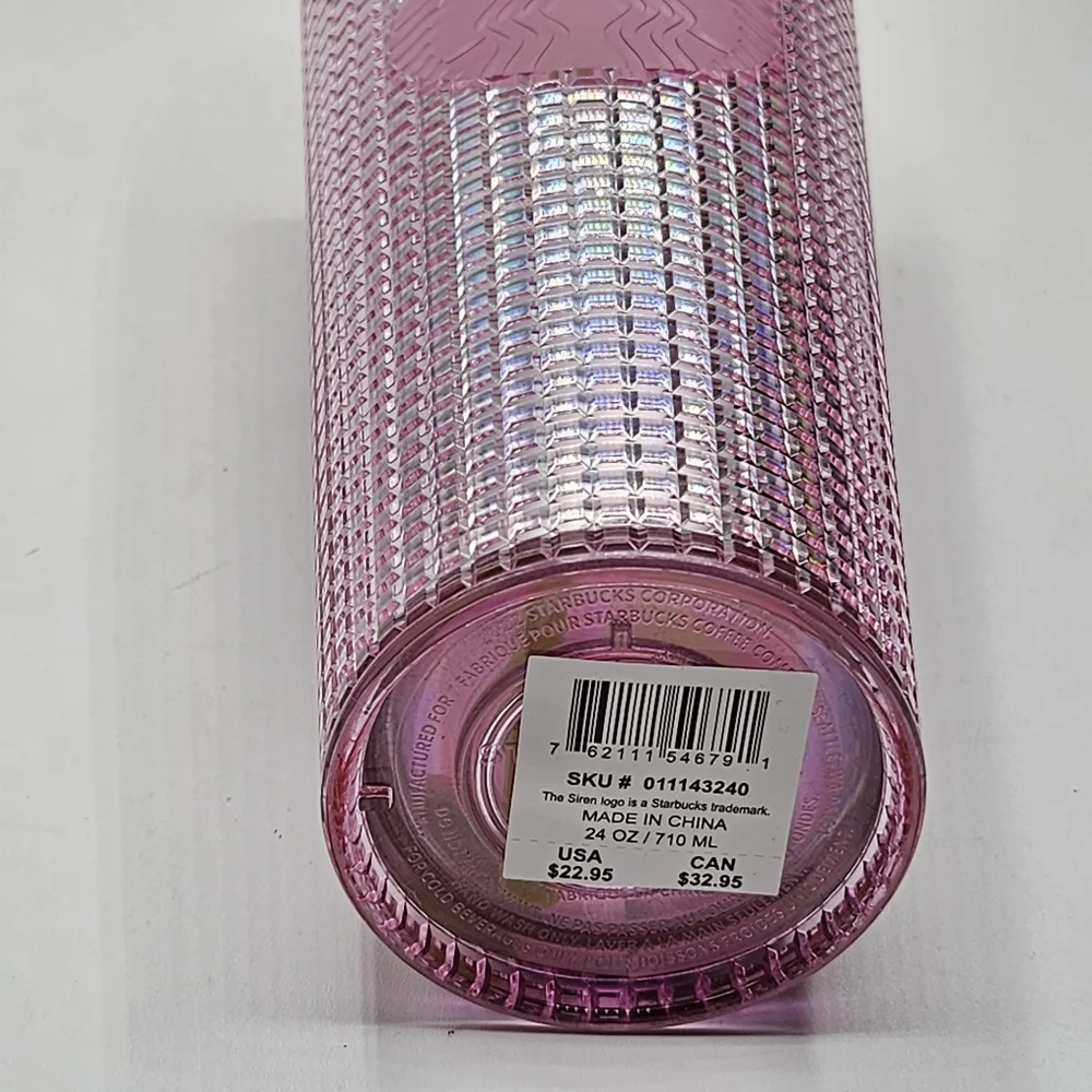 pink bubblegum grid 24 ounce venti tumbler with yellow straw ☆☆ new☆☆ - Picture 11 of 16